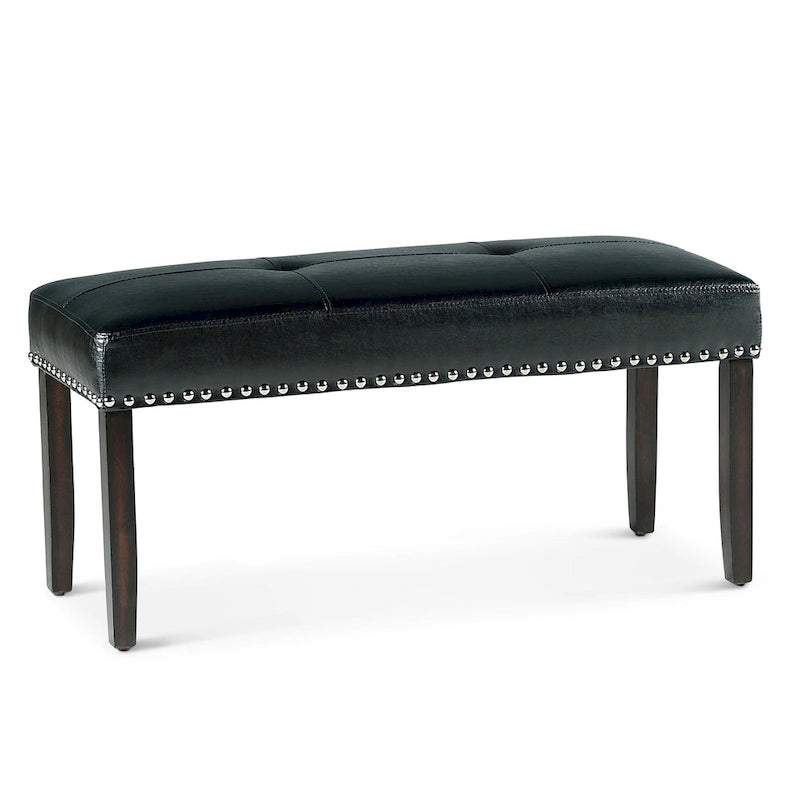 Banquette de salle à manger en similicuir avec clous décoratifs,