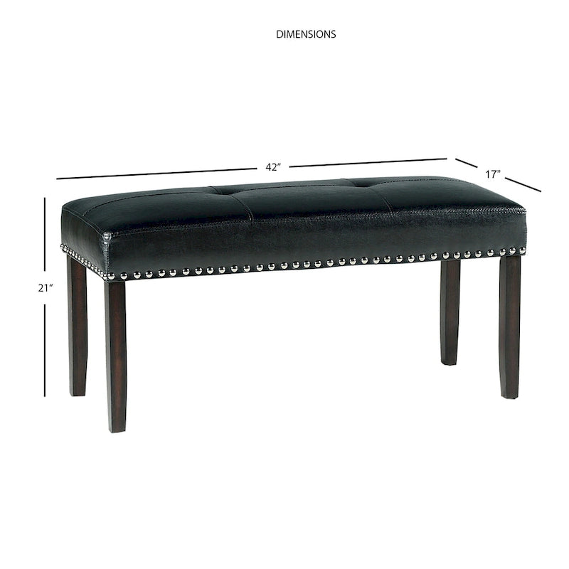 Banquette de salle à manger en similicuir avec clous décoratifs,