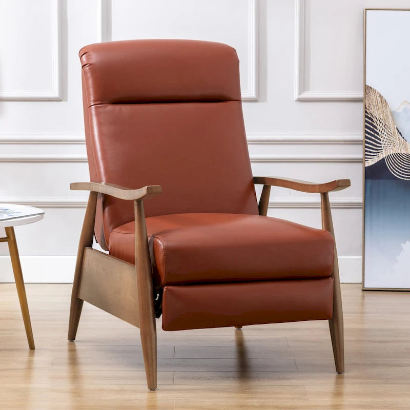 Fauteuil inclinable en cuir et bois de qualité supérieure