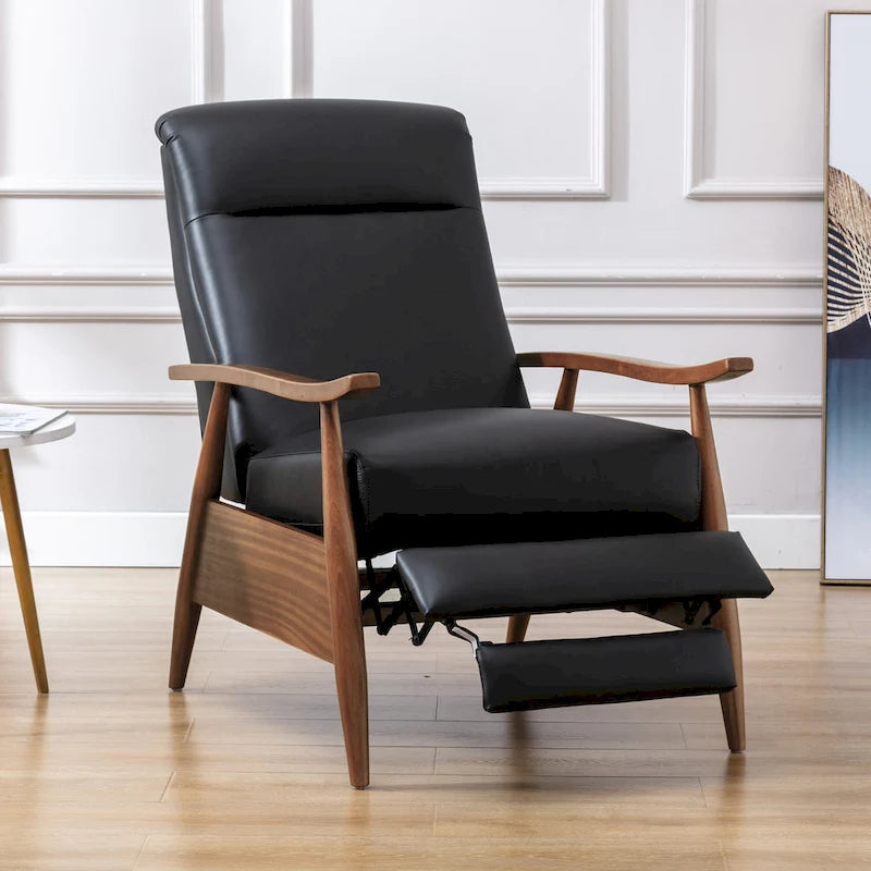 Fauteuil inclinable en cuir et bois de qualité supérieure