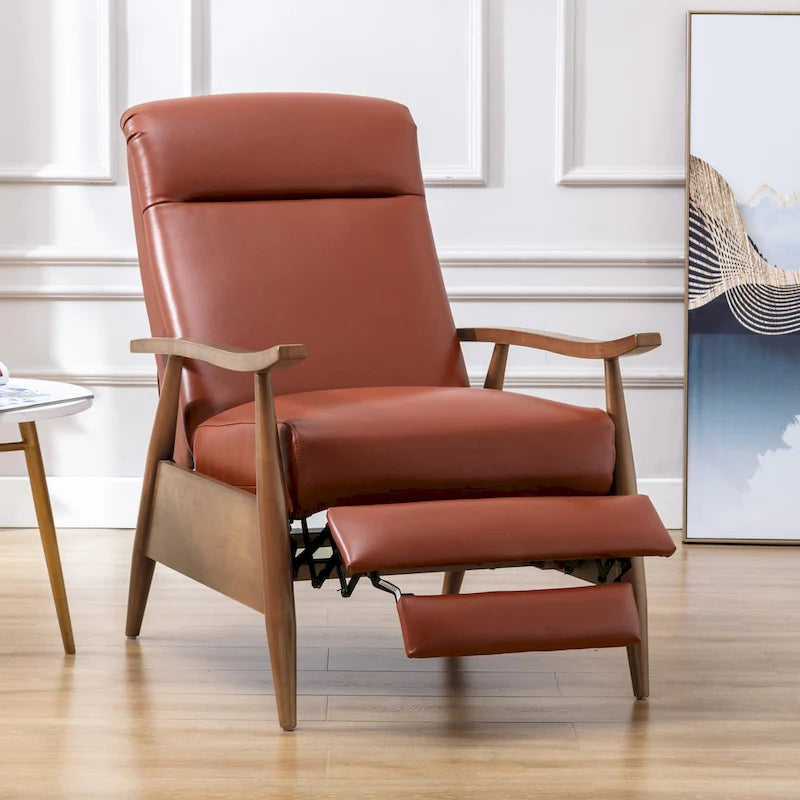 Fauteuil inclinable en cuir et bois de qualité supérieure