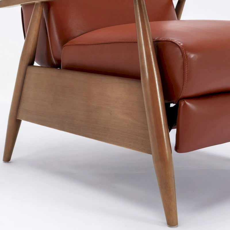 Fauteuil inclinable en cuir et bois de qualité supérieure
