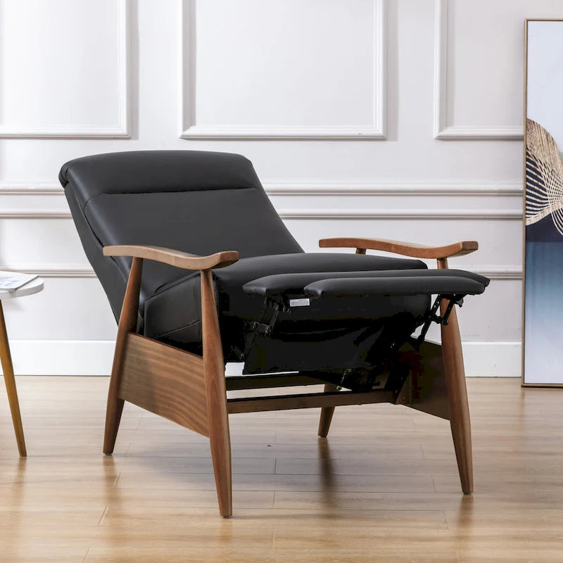 Fauteuil inclinable en cuir et bois de qualité supérieure