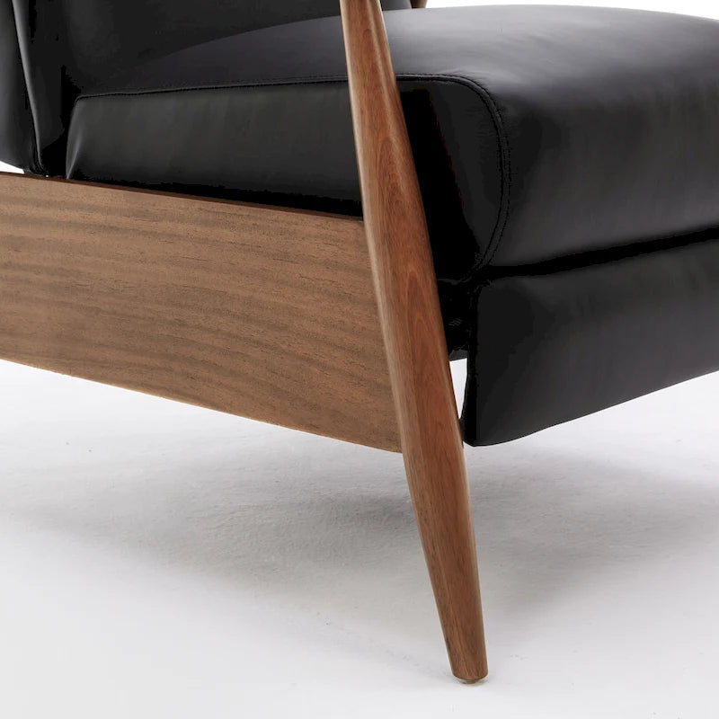 Fauteuil inclinable en cuir et bois de qualité supérieure