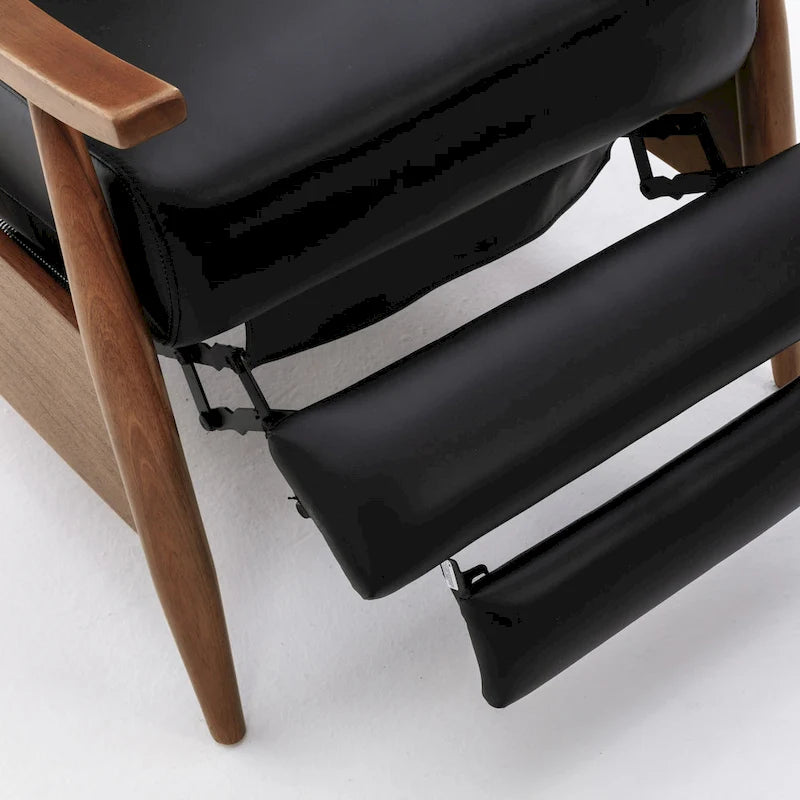 Fauteuil inclinable en cuir et bois de qualité supérieure