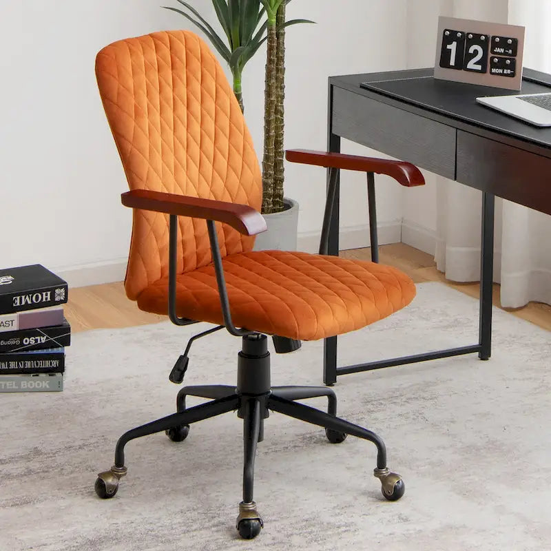 Chaise de Bureau Pivotante en Velours Réglable