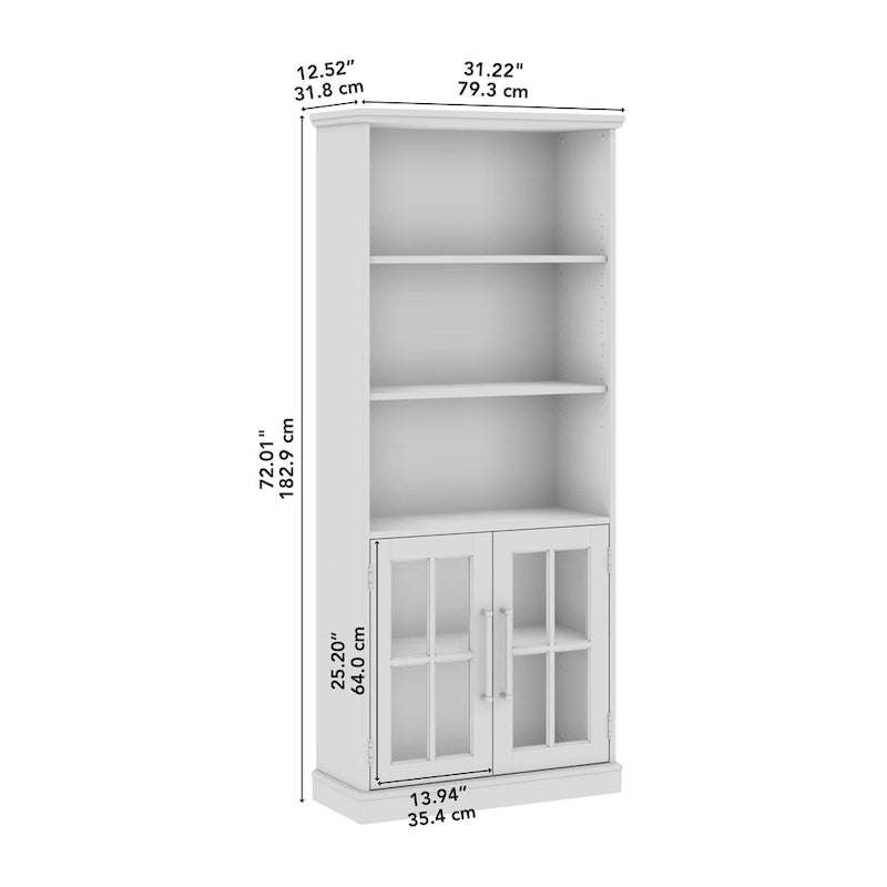 Bibliothèque à cinq niveaux avec portes vitrées