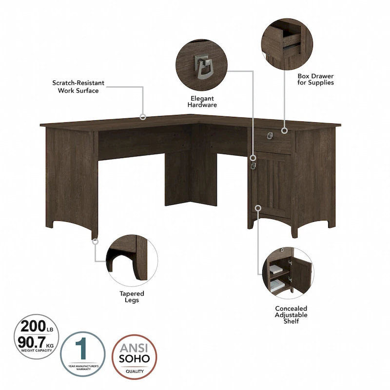 Bureau d'angle avec étagère de rangement
