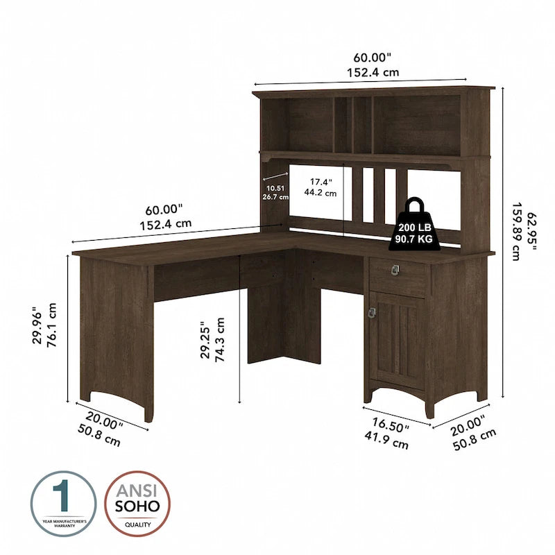 Bureau d'angle avec étagère de rangement