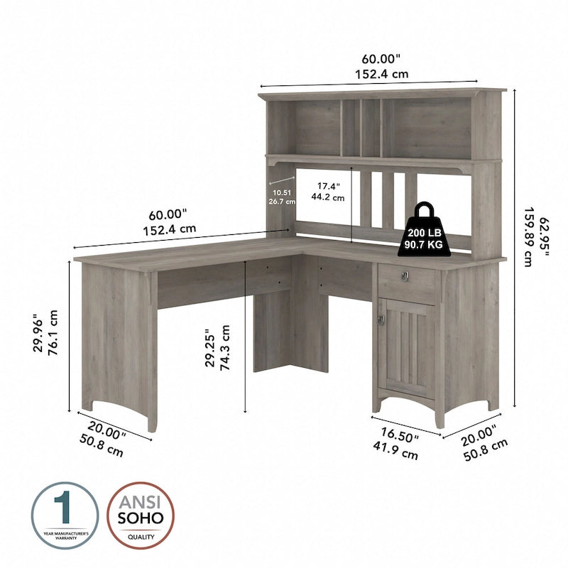 Bureau d'angle avec étagère de rangement