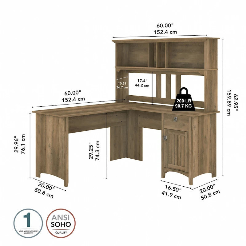 Bureau d'angle avec étagère de rangement