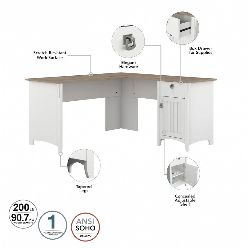 Bureau d'angle avec étagère de rangement