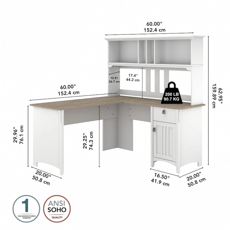 Bureau d'angle avec étagère de rangement