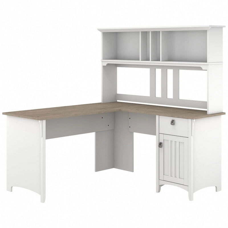 Bureau d'angle avec étagère de rangement