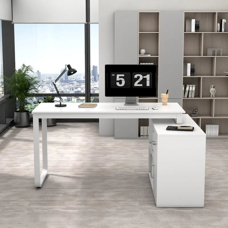 Bureau d'ordinateur d'angle en L de 55 pouces