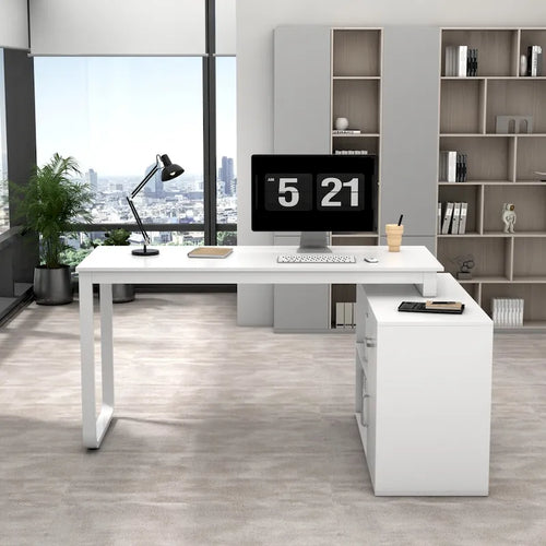 Bureau d'ordinateur d'angle en L de 55 pouces