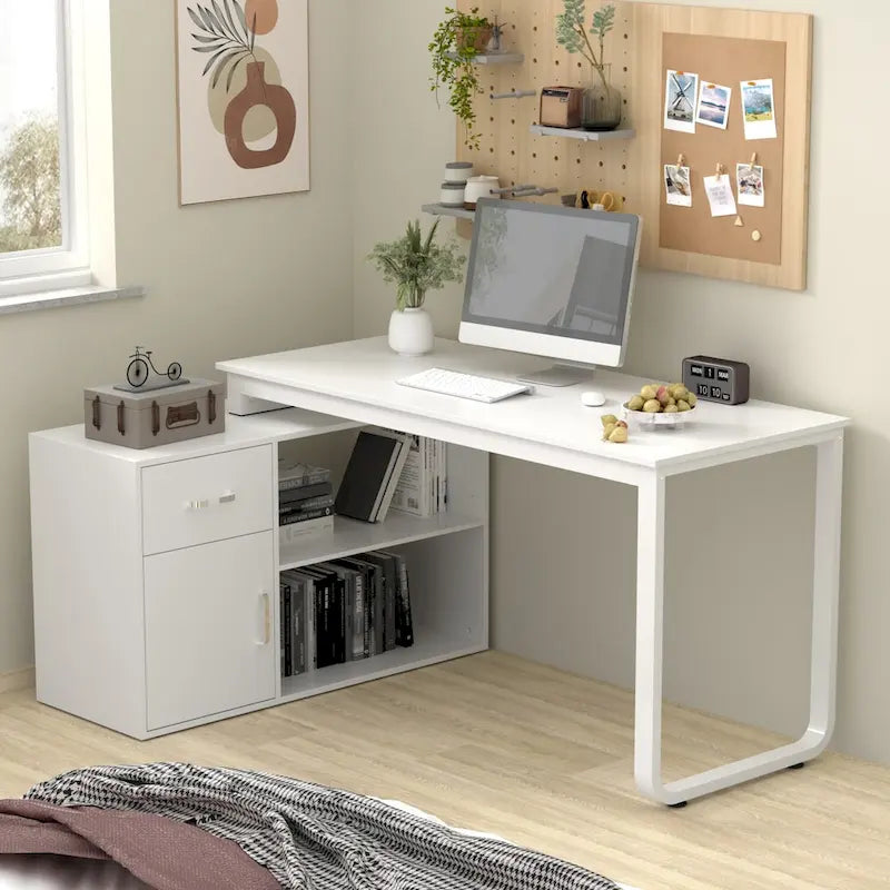 Bureau d'ordinateur d'angle en L de 55 pouces