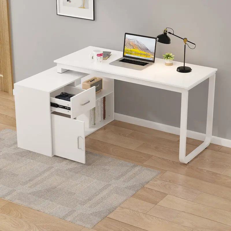 Bureau d'ordinateur d'angle en L de 55 pouces