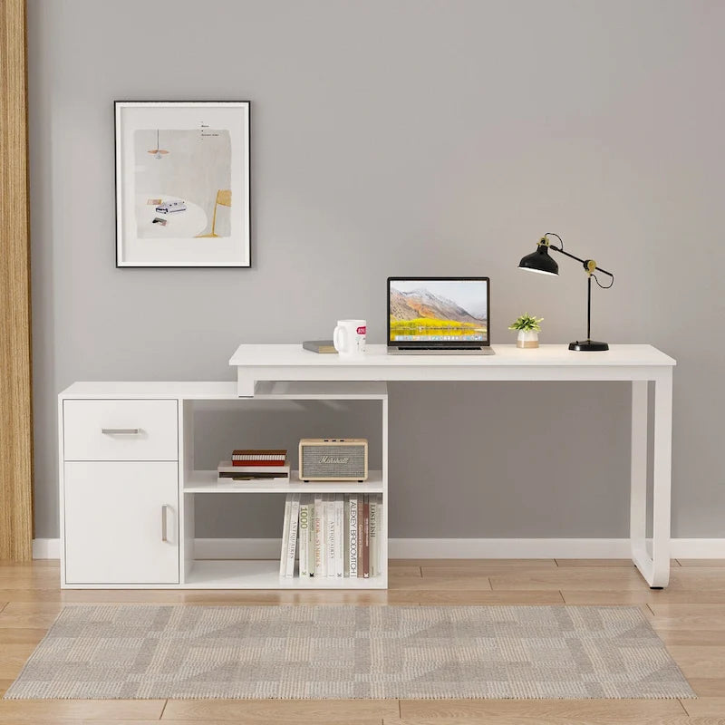 Bureau d'ordinateur d'angle en L de 55 pouces