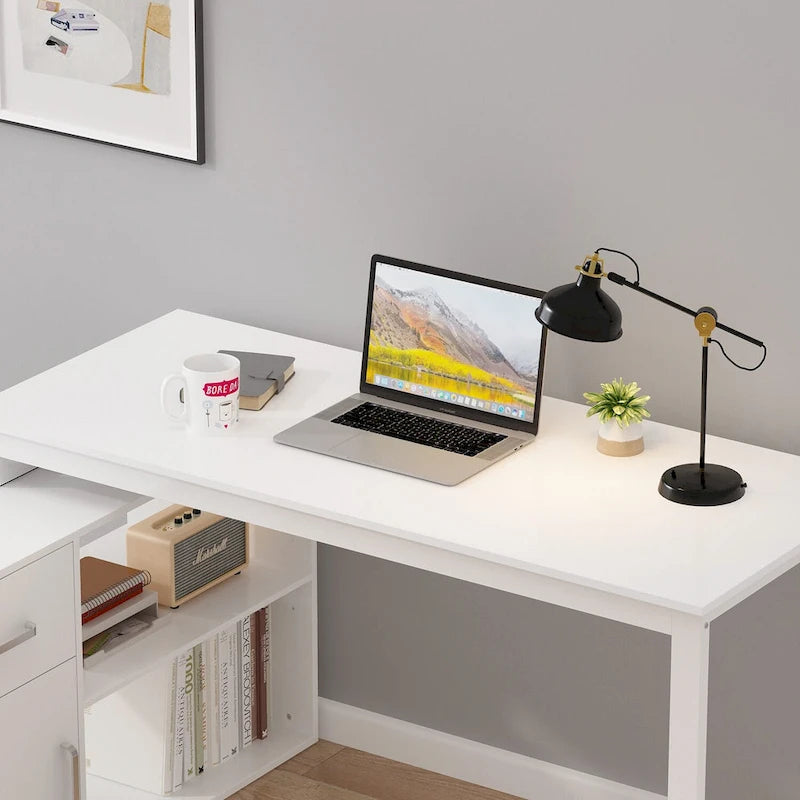 Bureau d'ordinateur d'angle en L de 55 pouces