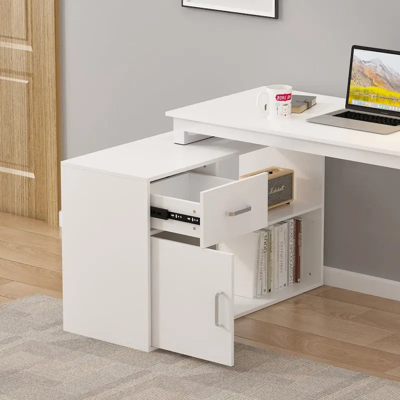 Bureau d'ordinateur d'angle en L de 55 pouces