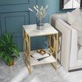 Table basse d'appoint en pierre frittée à 2 niveaux avec étagère de rangement