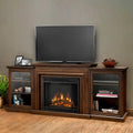 Meuble TV Cheminée Électrique en Bois de Châtaignier