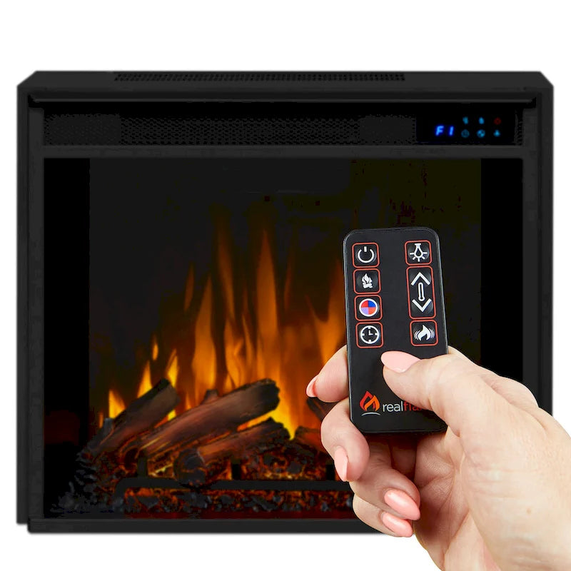 Meuble TV Cheminée Électrique en Bois de Châtaignier