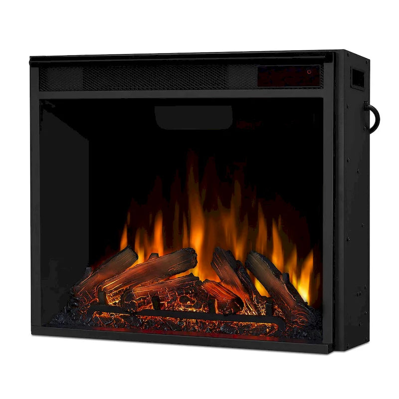 Meuble TV Cheminée Électrique en Bois de Châtaignier