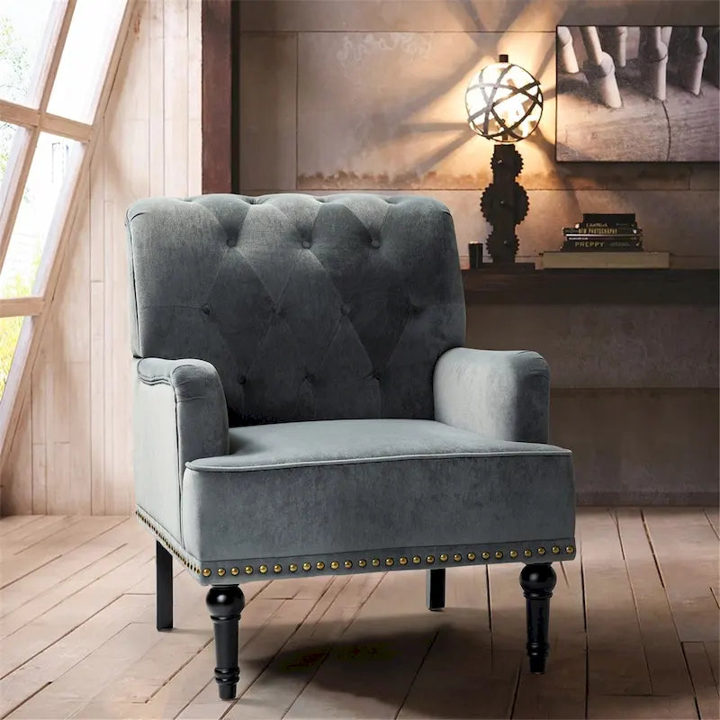 Fauteuil club capitonné de style transitoire