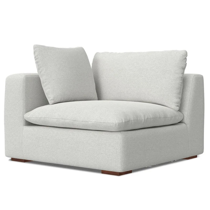 Canapé d'angle en chenille texturé velours avec pouf