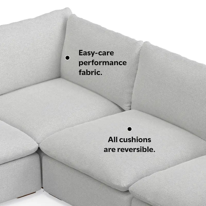 Canapé d'angle en chenille texturé velours avec pouf