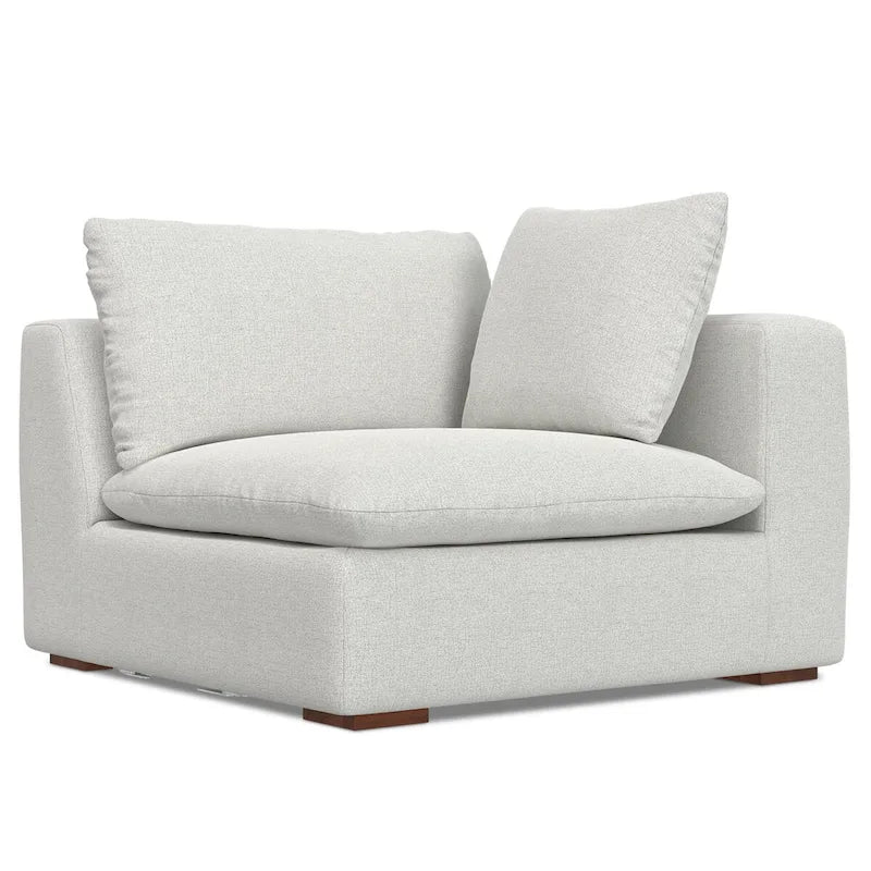 Canapé d'angle en chenille texturé velours avec pouf