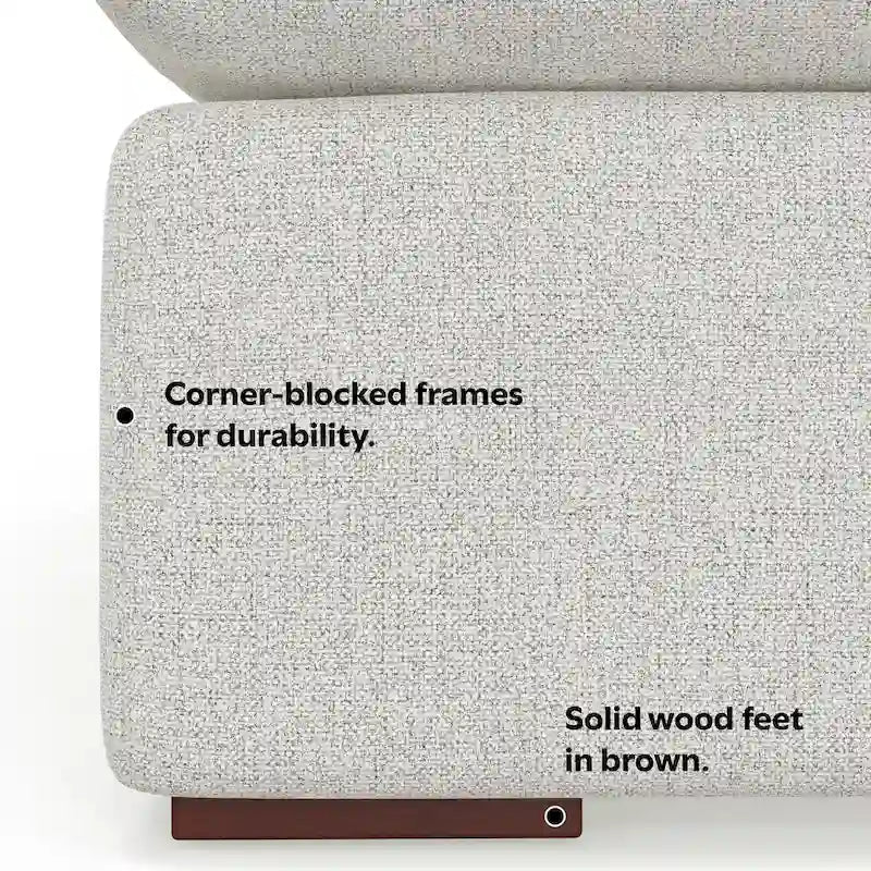 Canapé d'angle en chenille texturé velours avec pouf