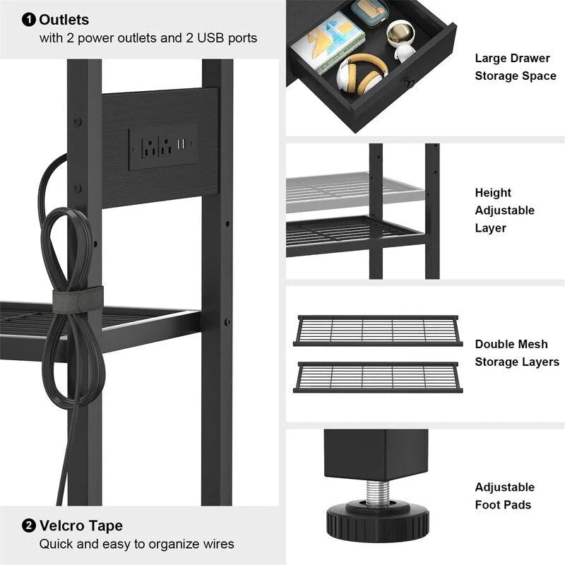 Table d'entrée de 47 pouces avec prises et ports USB