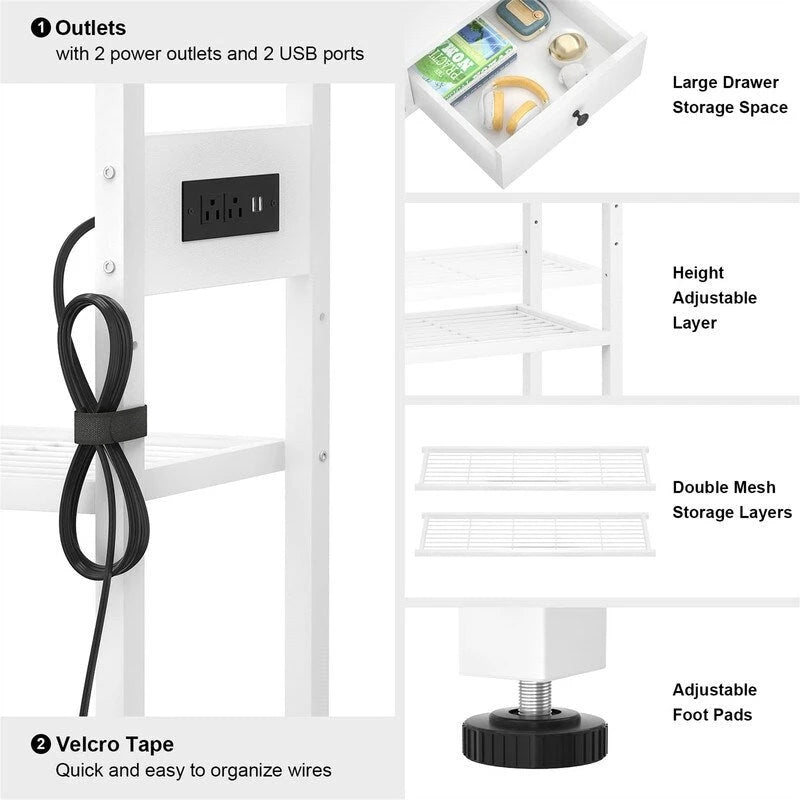 Table d'entrée de 47 pouces avec prises et ports USB