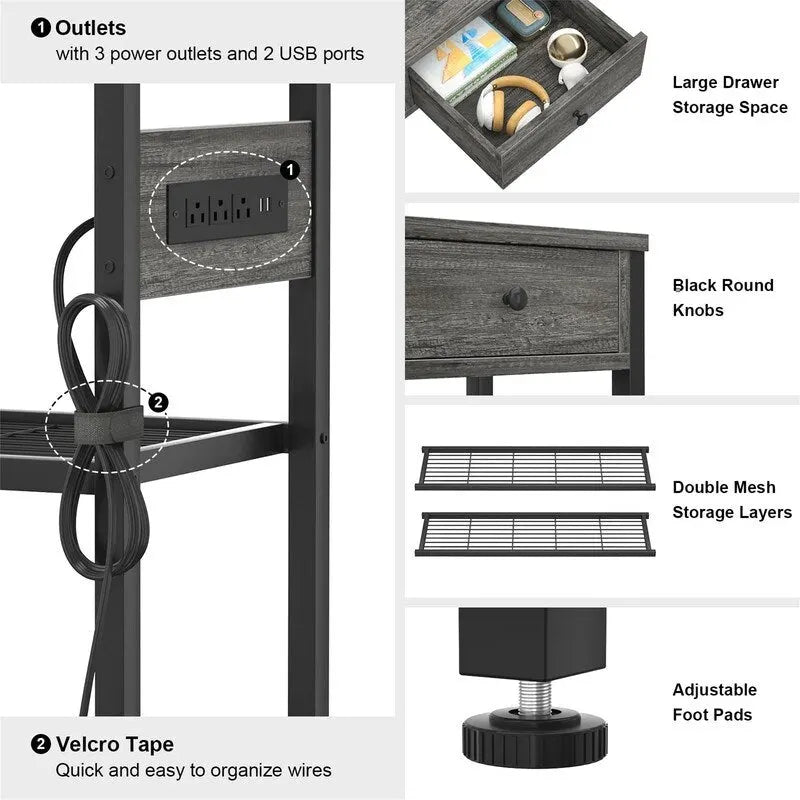 Table d'entrée de 47 pouces avec prises et ports USB